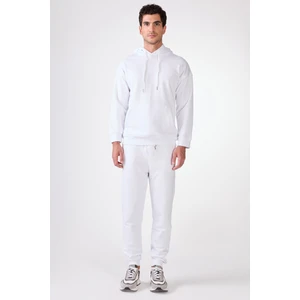 Erkek Regular Fit Kapüşonlu Beyaz Sweatshirt