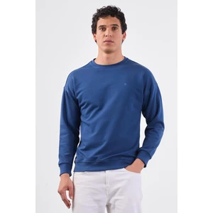 Açık Lacivert Bisiklet Yaka Regular Fit Erkek Sweatshirt