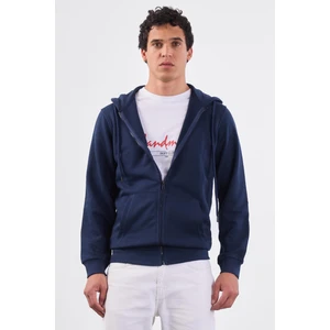 Lacivert Fermuar Kapamalı Kapüşonlu Erkek Regular Fit Sweatshirt