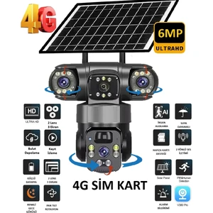 Ultimate Blm-77 6mp (3+3) 2 Kameralı 3 Ekranlı Ultrahd 4g Güneş Enerjili Akıllı Güvenlik Kamerası