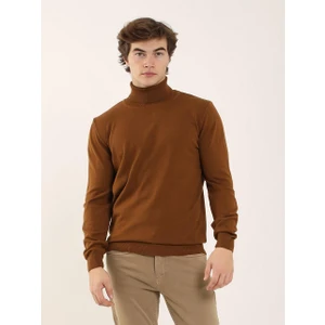 Tütün Erkek Slim Fit Tam Balıkçı Yaka Triko - 91072