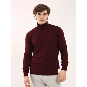 Bordo Erkek Slim Fit Tam Balıkçı Yaka Triko - 91062