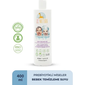 Le Natura Organik & Vegan Sertifikalı, Prebiyotikli & Glutensiz Bebek Temizleme Suyu - Durulanmayan Miseler Su - 400 ML