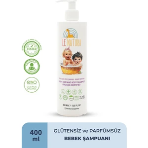 Le Natura Organik & Vegan Sertifikalı, Glutensiz Bebek  Saç ve Vücut Şampuanı - 400 ml