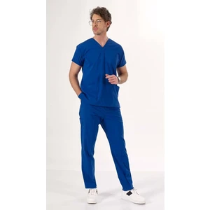 Uçak İş Giyim Çivit Mavi U-Flex Likralı Scrubs Takım