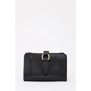 Siyah SHK66 Damla Tokalı Çıtçıtlı Ön Cepli Bozuk ve Kağıt Para Bölmeli Kartlıklı Şık Cüzdan