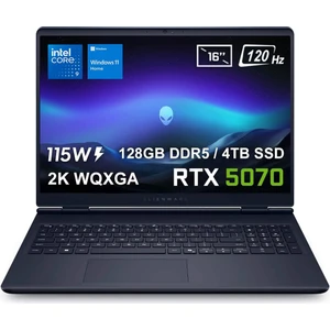 Alienware 16 Aurora Intel Core 9-270H 128GB DDR5 4TB SSD RTX5070 8GB 115W 16 inç 2K WQXGA 120Hz WVA windows 11 Home Taşınabilir bilgisayar  (AC16250-C932157Wv5)