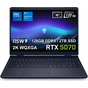 Alienware 16 Aurora Intel Core 9-270H 128GB DDR5 2TB SSD RTX5070 8GB 115W 16 inç 2K WQXGA 120Hz WVA windows 11 Home Taşınabilir bilgisayar  (AC16250-C932157Wv4)