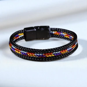 Renkli Detaylı 3 Parça Hasır Örgü Çelik Bileklik