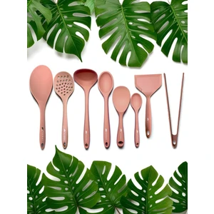 Isıya Dayanıklı Silikon Kevgir Kepçe Spatula Kaşık Maşa Seti (30-28-22-20 Cm) 8 Parça