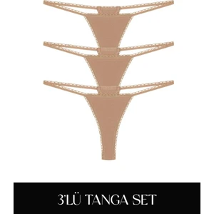 Cotvie Kahve Pamuklu Tanga 3'lü Set külot