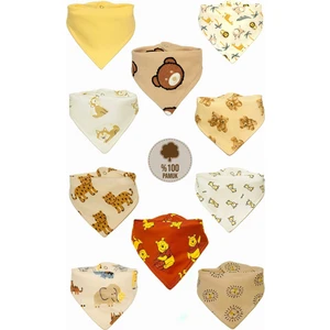 Lumos Trade Bebek  Kumaş Çift Katlı Toprak Tonları Fular Mama Önlüğü - Salya Önlüğü 10 Adet