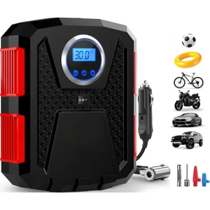 Araç Çakmaklık Uyumlu Kablolu LED Işıklı Araç Motor Bisiklet Top Vs. Lastik Şişirme Hava Kompresörü