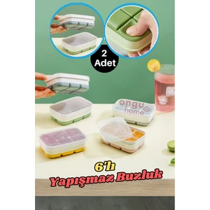 Yapışmaz 6’lı Küp Buzluk Bas Çıkar Buzluk Kabı Buz Kalıbı Renkli 2 Adet