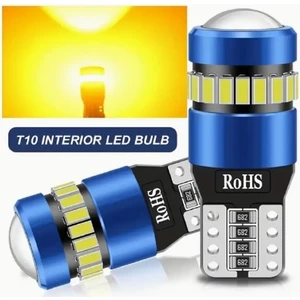 ( 2 x Adet ) 1 Takım Professıonal T10 LED Dipsiz Ampul 18+1 Amber 750LM 3030 Smd Lens Rohs LED