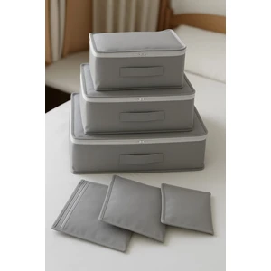 6'lı Valiz Içi Düzenleyici Set/bavul Içi Organizer Seyehat Çantası Hurç Seti Gri Renk