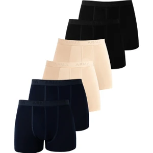 6'lı Paket Erkek Pamuklu Likralı Esnek Kumaş Renkli Boxer