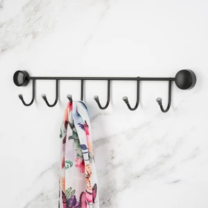 Siyah 6lı Sıra Askı Wc Askı Banyo Mutfak Düzenleyici Askı