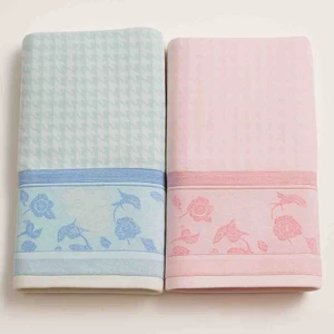 2 Adet Letya Büyük Boy Banyo Havlusu 100X150 cm ( Mavi - Pembe )