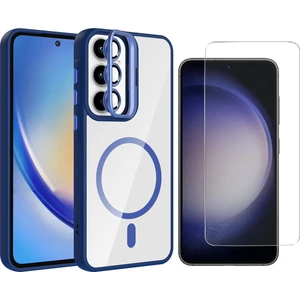 Galaxy A35 Kılıf Standlı ve Kamera Lens Hediyeli M-Safe Şarj Özellikli Zore Etro Kapak + Nano Ekran Koruyucu