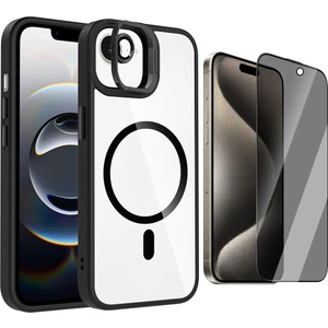 Apple iPhone 16E Kılıf Standlı ve Kamera Lens Hediyeli M-Safe Şarj Özellikli Zore Etro Kapak + Hayalet Ekran Koruyucu