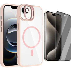Apple iPhone 16E Kılıf Standlı ve Kamera Lens Hediyeli M-Safe Şarj Özellikli Zore Etro Kapak + Hayalet Ekran Koruyucu