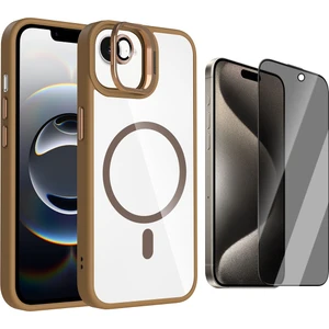 Apple iPhone 16E Kılıf Standlı ve Kamera Lens Hediyeli M-Safe Şarj Özellikli Zore Etro Kapak + Hayalet Ekran Koruyucu