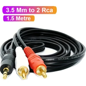 2 Rca Aux 3.5 Mm Stereo Lale To 2rca Aux Ses Kablosu (1.5 Metre)