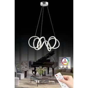 İstanbul Avize Delux Gümüş Ledli 3 Renk Kumandalı Modern Led Avize
