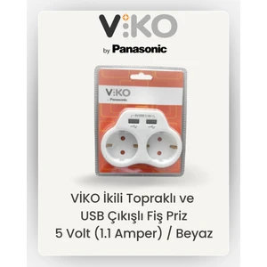 Ikili Topraklı-Usb Çıkışlı Priz