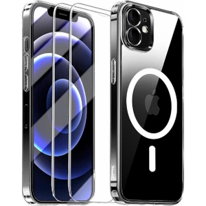 Tekno Grup Apple Iphone 12 Şeffaf Mika Magsafe Kılıf + Premium Esd Ekran Koruyucu + Kamera Koruyucu Gold