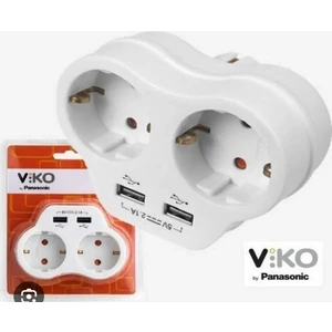 USB Girişli Ikili Priz (2.1 Amper) - Beyaz