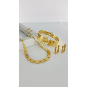 Sones Aksesuar Muhteşem Çelik Takı Seti 324 Kolye Küpe ve Kelepçe Bileklik