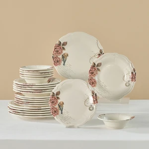 Roselle 24 Parça 6 Kişilik Desenli Yemek Takımı Çok Renkli Stoneware Malzeme