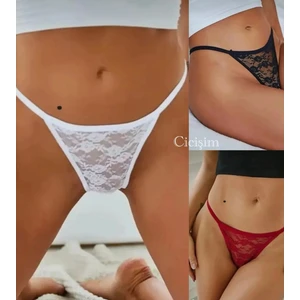 Dantelli 3'lü String Tanga Büyük Beden Seçenekli