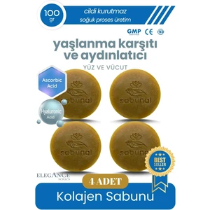 Kolajen Sabunu 4 Adet - Hyaluronik Asit ve Kojik Asit İçerikli Anti-Aging Sabun