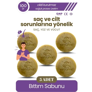 Bıttım Sabunu 5 Adet - Cilt Sorunlarına Yönelik, Yoğun Doğal Saç ve Cİlt Bakım Sabunu