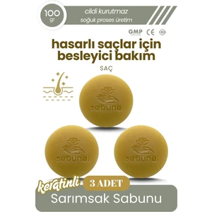 Sarımsaklı Keratin Sabunu 3 Adet - Saç Bakım Sabunu