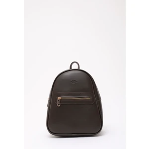 Kahve Rengi Shk200 Suni Deri 2 Bölmeli Fermuarlı Yazılı Kolon Askılı Sırt Çantası