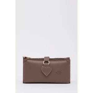 Vizon SHK65 Yumuşak Suni Deri Kalpli Çıtçıtlı Telefon Bozuk ve Kağıt Para Bölmeli Kartlıklı Cüzdan