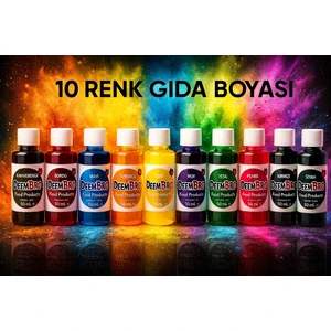 Gıda Boyası Seti 10 Adet 10 Renk 50 ml x 10 Adet Su Bazlı Sıvı Gıda Boyaları Seti