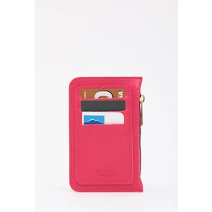Fuşya SHK101 Suni Deri 6 Kartlık ve Fermuarlı Para Bölmeli Kartlık Cüzdan