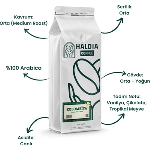 Haldia Coffee Kolombiya Espresso Kahve Blend 1000GR. | Arabica | Orta Kavrum | Yoğun Gövde, Dengeli Tat