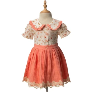 Bebe Yaka Fırfırlı Elbise Nar Çiçeği