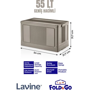 Fold&go Tekli Portatif Organizer Kapaklı Kasa ”toprak” Çok Amaçlı Katlanır Istiflenebilir