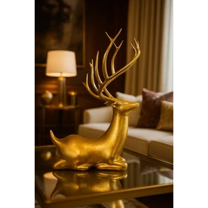 Büyük Boy 20X18CM Gold Dekoratif Hediyelik Geyik Figürü