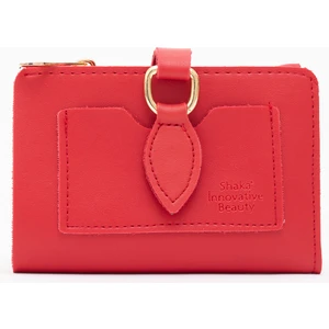 Kırmızı SHK66 Damla Tokalı Çıtçıtlı Ön Cepli Bozuk ve Kağıt Para Bölmeli Kartlıklı Şık Cüzdan
