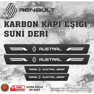 Renault Austral Uyumlu Deri Karbon Kapı Eşiği Koruyucu Bant 4 Adet