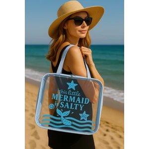 Mermaid Temalı Şeffaf Plaj Çantası – Su Geçirmez Yazlık Kadın Tatil Çantası