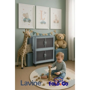 Fold&go 2'lü Portatif Organizer Tekerlekli Dolap ”mavi” Çok Amaçlı Mıknatıs Kapaklı Katlanır